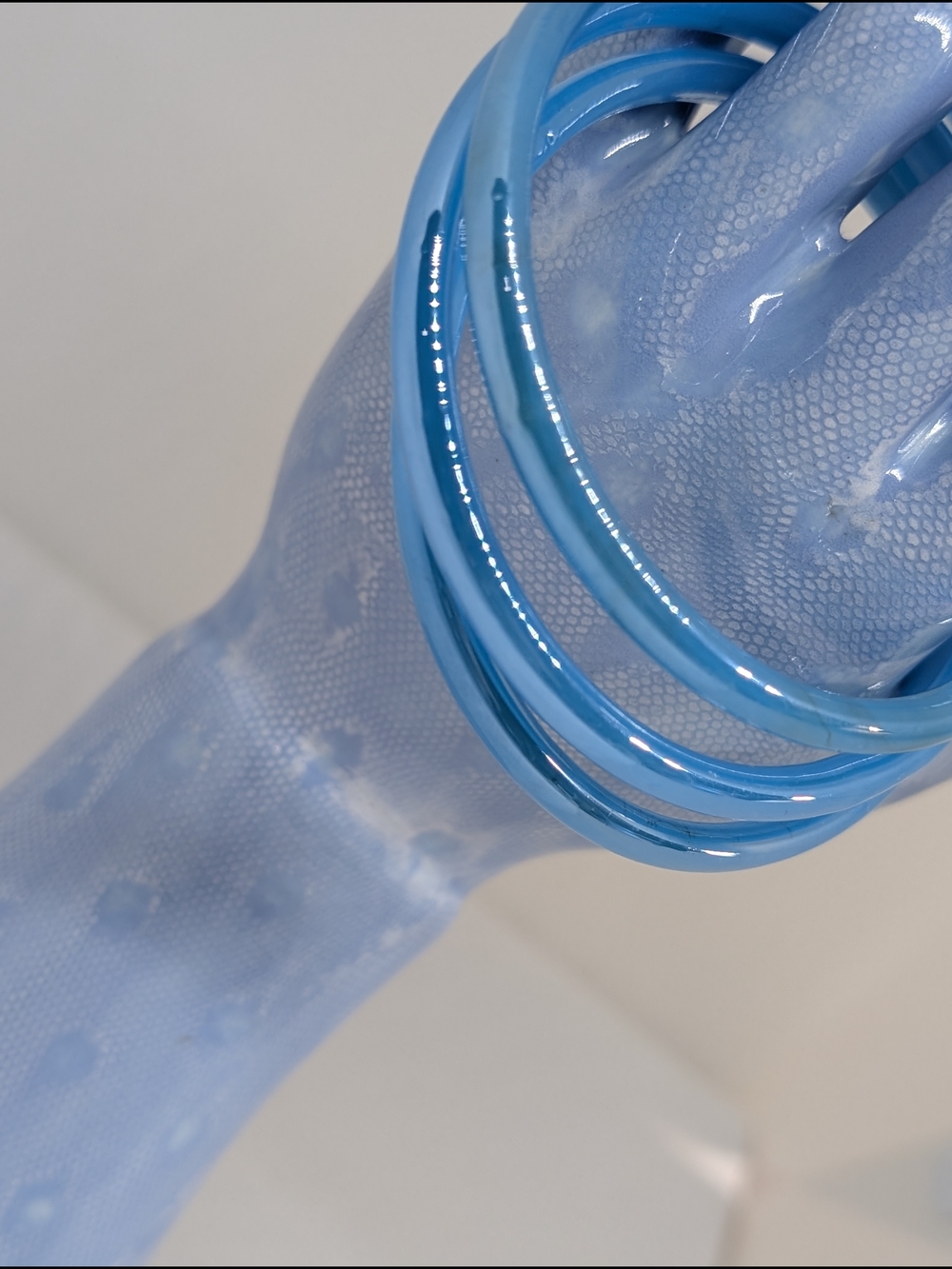 Blue Iridescent Glass Bangle Bracelets